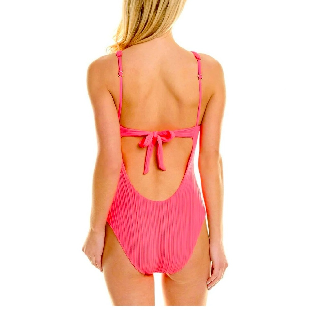 Becca by Rebecca Virtue Women's Moon Ridge Rib High Neck One Piece - Picture 2 of 4